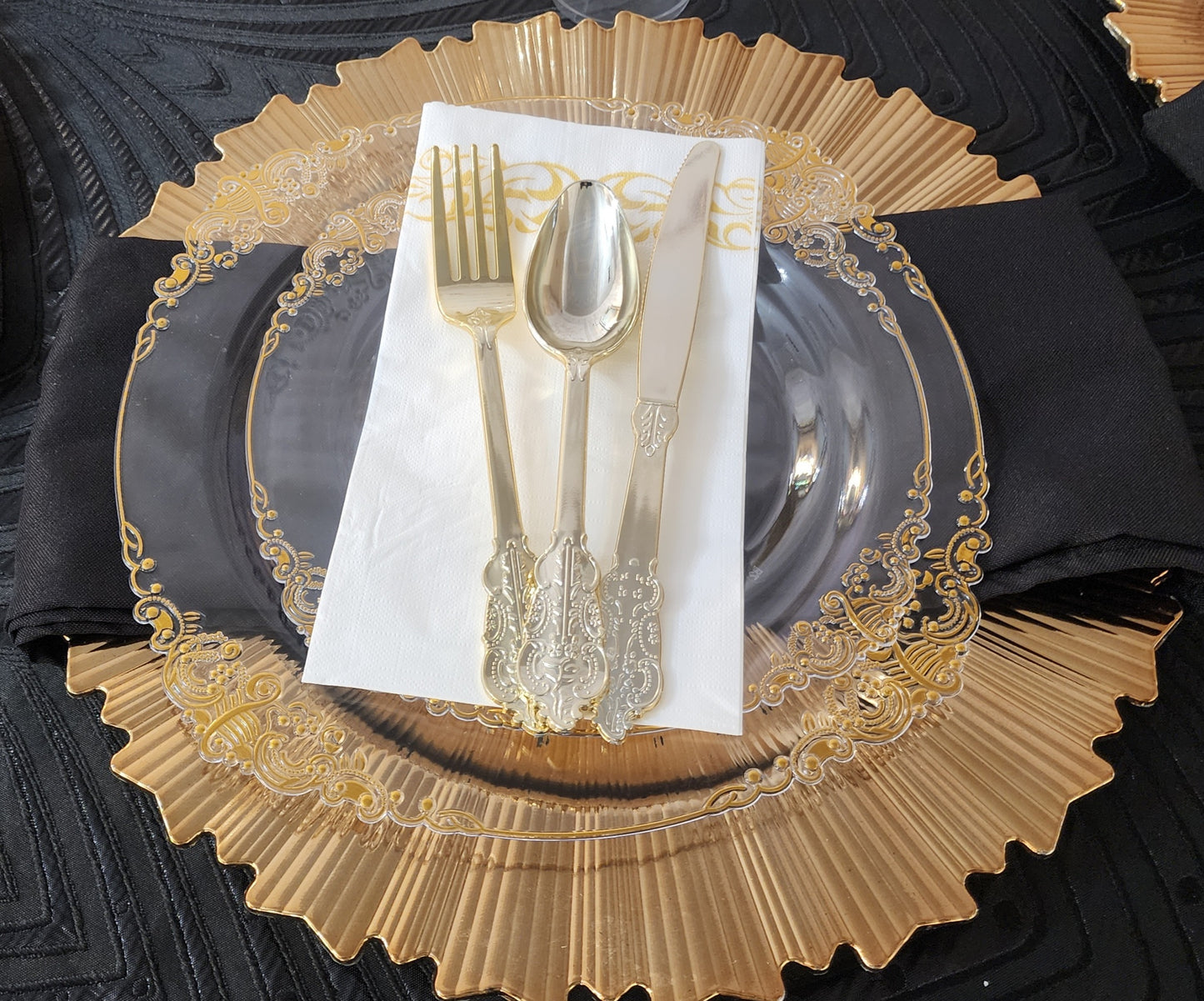 White and gold charger plate