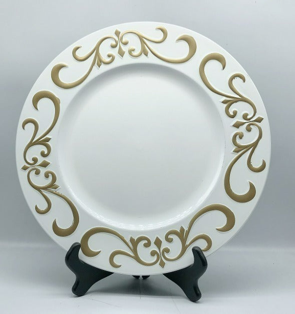 White and gold charger plate
