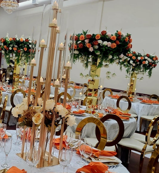 Gold columns candelabras