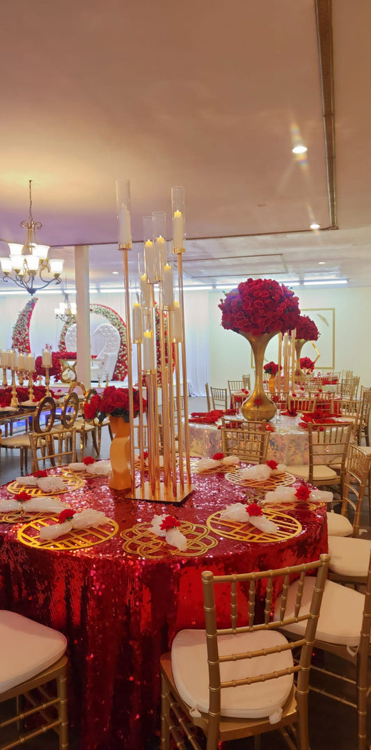 Gold columns candelabras
